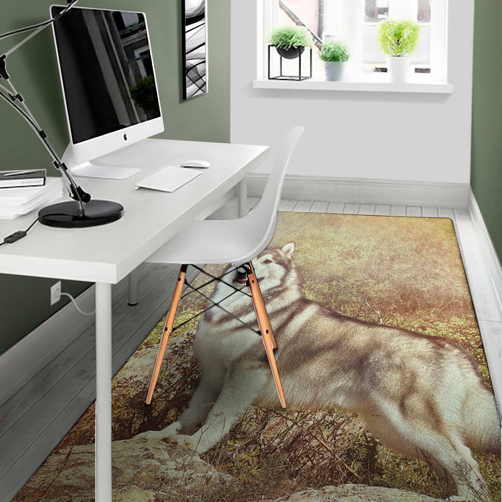 Vintage Alaskan Malamute Print Area Rug
