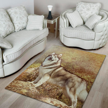 Vintage Alaskan Malamute Print Area Rug