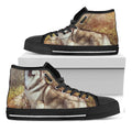 Vintage Alaskan Malamute Print Black High Top Sneakers