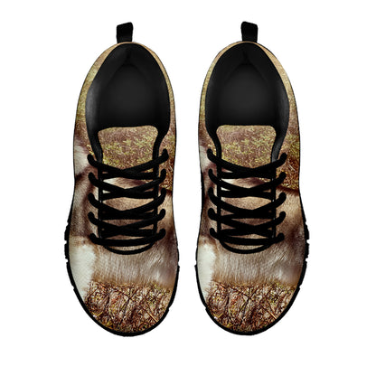 Vintage Alaskan Malamute Print Black Sneakers