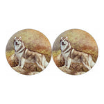 Vintage Alaskan Malamute Print Car Coasters