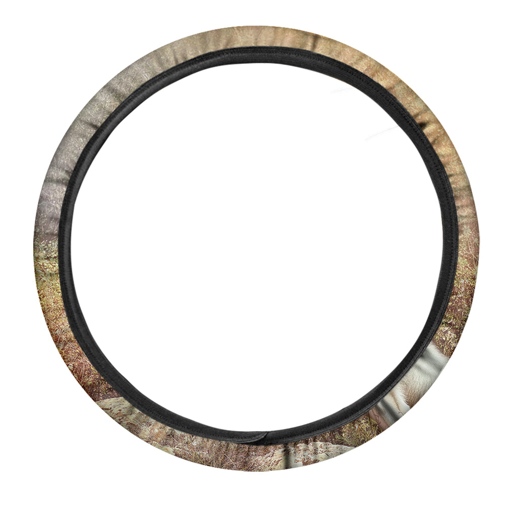 Vintage Alaskan Malamute Print Car Steering Wheel Cover