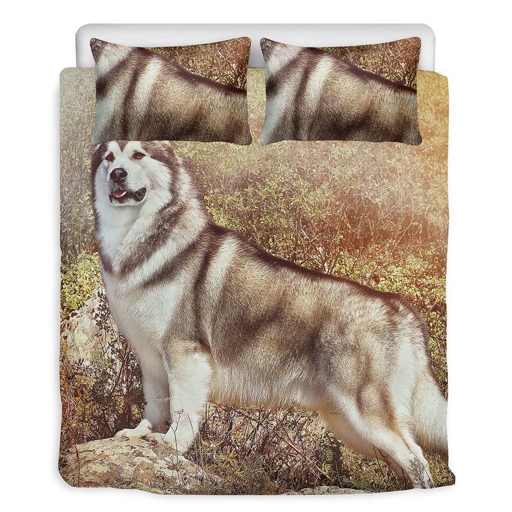 Vintage Alaskan Malamute Print Duvet Cover Bedding Set