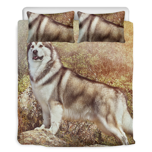 Vintage Alaskan Malamute Print Duvet Cover Bedding Set