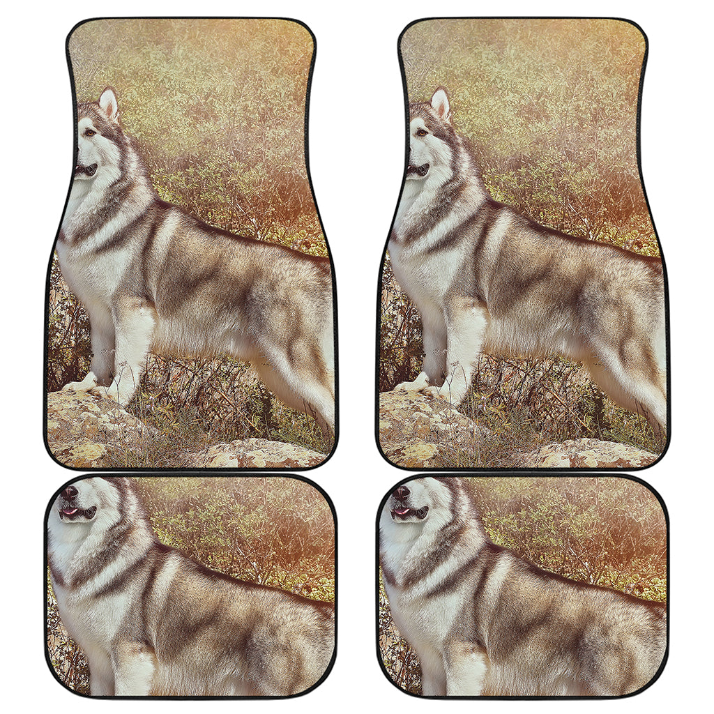 Vintage Alaskan Malamute Print Front and Back Car Floor Mats