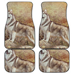 Vintage Alaskan Malamute Print Front and Back Car Floor Mats