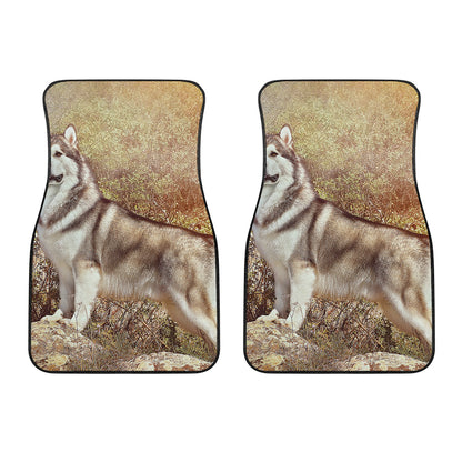 Vintage Alaskan Malamute Print Front Car Floor Mats