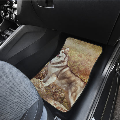 Vintage Alaskan Malamute Print Front Car Floor Mats