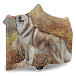 Vintage Alaskan Malamute Print Hooded Blanket