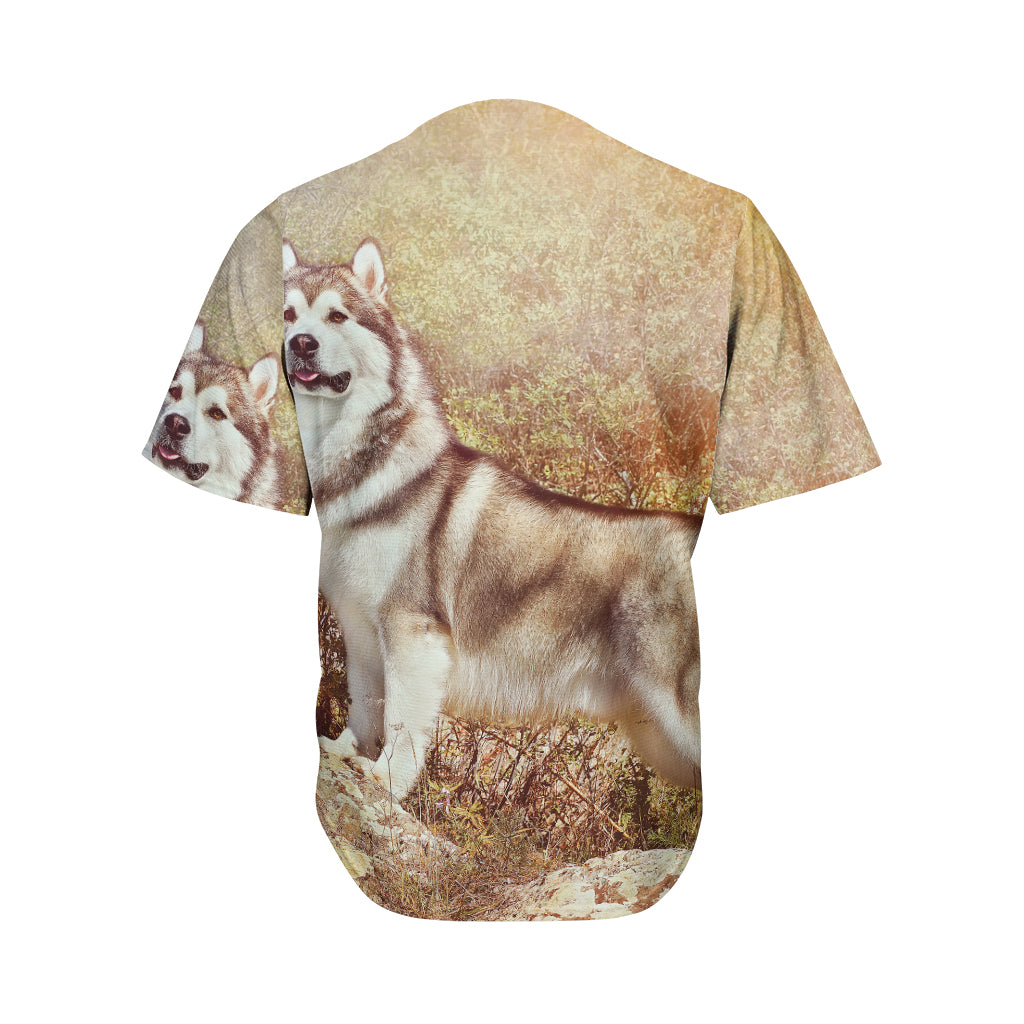 Vintage Alaskan Malamute Print Men's Baseball Jersey