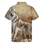 Vintage Alaskan Malamute Print Men's Short Sleeve Shirt