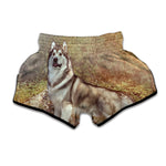 Vintage Alaskan Malamute Print Muay Thai Boxing Shorts