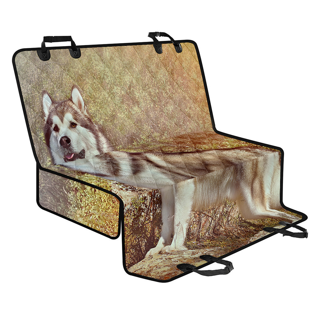 Vintage Alaskan Malamute Print Pet Car Back Seat Cover