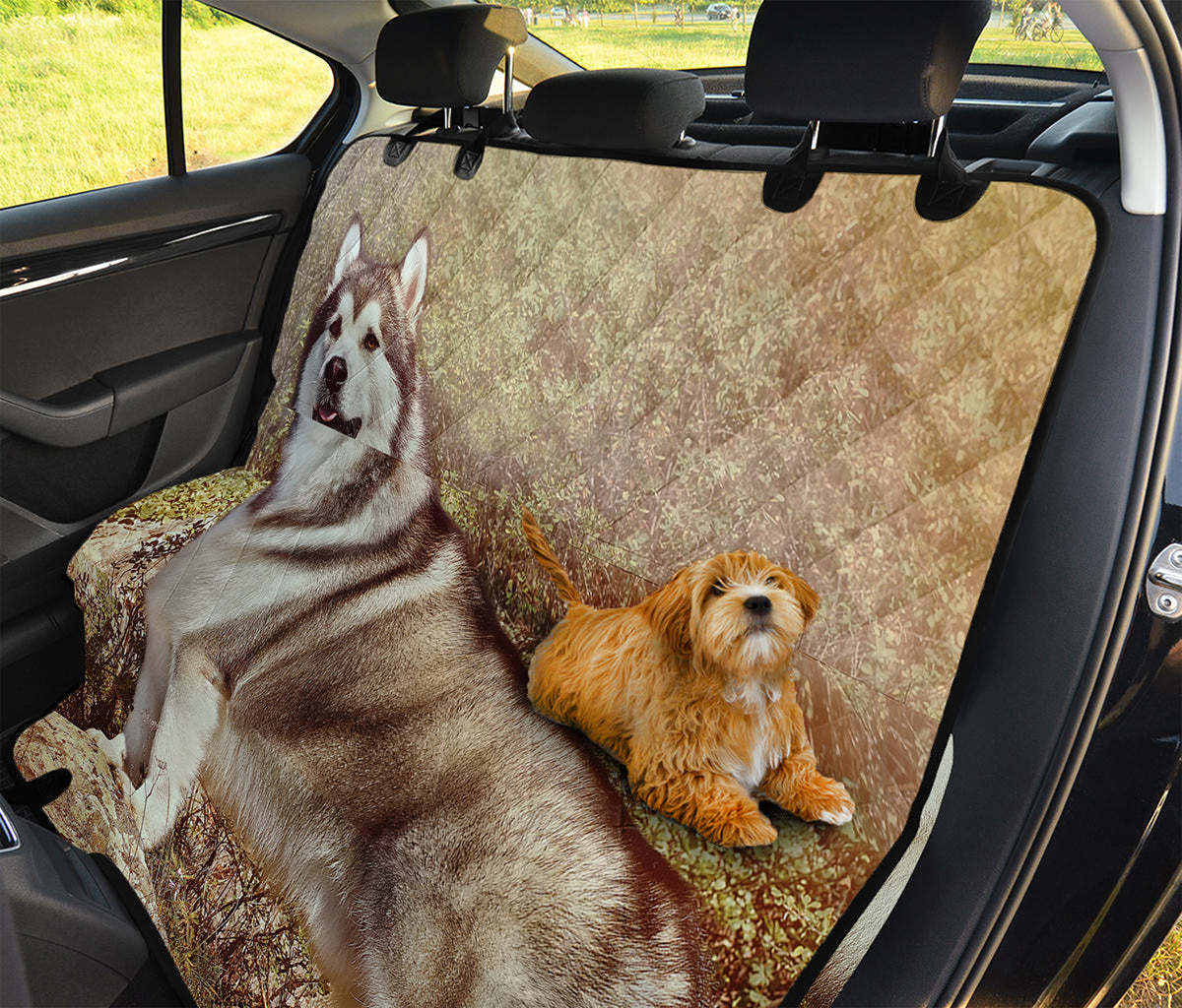 Vintage Alaskan Malamute Print Pet Car Back Seat Cover