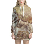 Vintage Alaskan Malamute Print Pullover Hoodie Dress