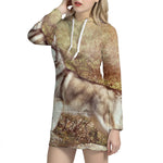 Vintage Alaskan Malamute Print Pullover Hoodie Dress