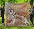 Vintage Alaskan Malamute Print Quilt