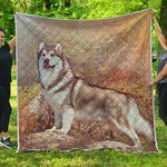 Vintage Alaskan Malamute Print Quilt