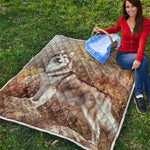 Vintage Alaskan Malamute Print Quilt