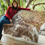 Vintage Alaskan Malamute Print Quilt