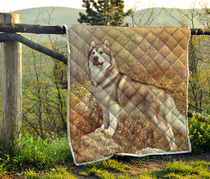 Vintage Alaskan Malamute Print Quilt