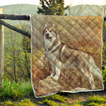 Vintage Alaskan Malamute Print Quilt