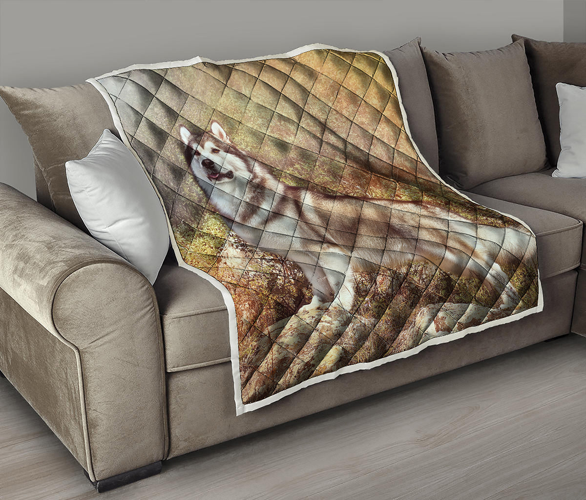 Vintage Alaskan Malamute Print Quilt