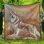 Vintage Alaskan Malamute Print Quilt