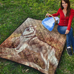 Vintage Alaskan Malamute Print Quilt
