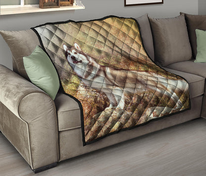 Vintage Alaskan Malamute Print Quilt