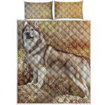 Vintage Alaskan Malamute Print Quilt Bed Set
