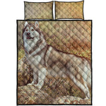 Vintage Alaskan Malamute Print Quilt Bed Set