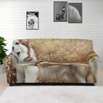 Vintage Alaskan Malamute Print Sofa Cover