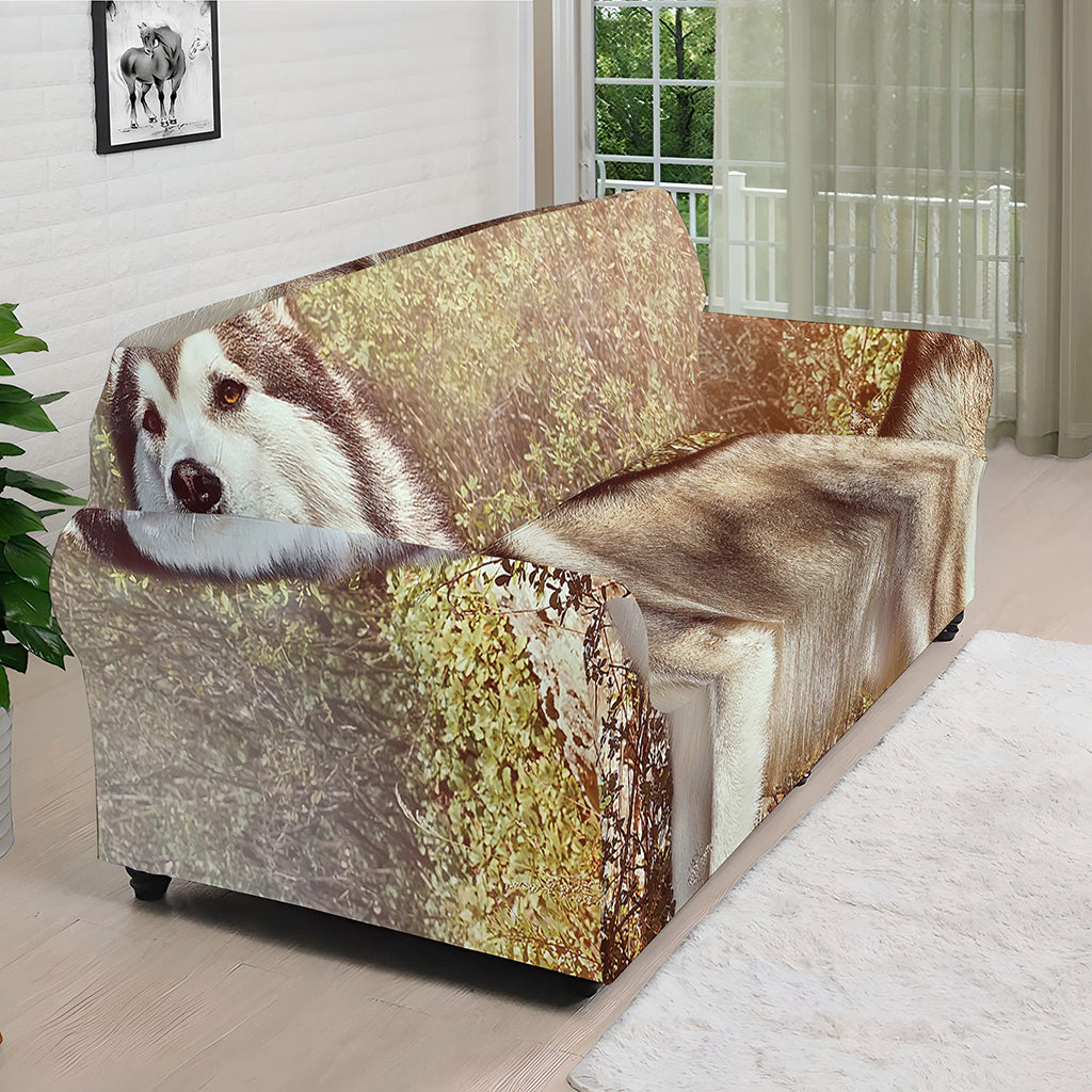 Vintage Alaskan Malamute Print Sofa Cover