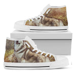 Vintage Alaskan Malamute Print White High Top Shoes