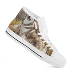Vintage Alaskan Malamute Print White High Top Shoes