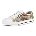 Vintage Alaskan Malamute Print White Low Top Shoes