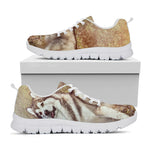 Vintage Alaskan Malamute Print White Sneakers
