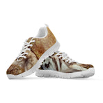 Vintage Alaskan Malamute Print White Sneakers