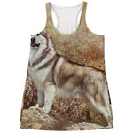 Vintage Alaskan Malamute Print Women's Racerback Tank Top
