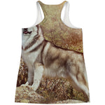 Vintage Alaskan Malamute Print Women's Racerback Tank Top
