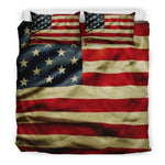 Vintage American Flag Patriotic Duvet Cover Bedding Set GearFrost