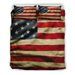 Vintage American Flag Patriotic Duvet Cover Bedding Set GearFrost