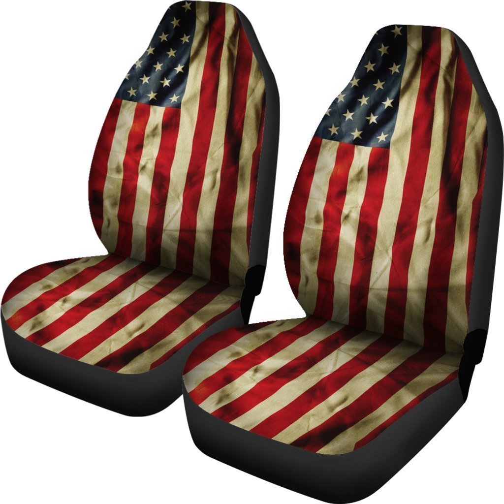 Vintage American Flag Patriotic Universal Fit Car Seat Covers GearFrost