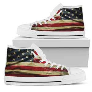 Vintage American Flag Patriotic Women's High Top Shoes GearFrost