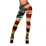 Vintage American Flag Patriotic Women's Leggings GearFrost