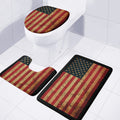 Vintage American Flag Print 3 Piece Bath Mat Set