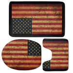 Vintage American Flag Print 3 Piece Bath Mat Set