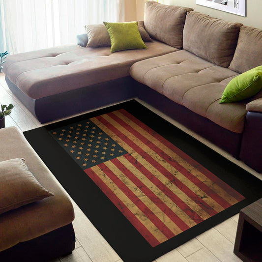 Vintage American Flag Print Area Rug