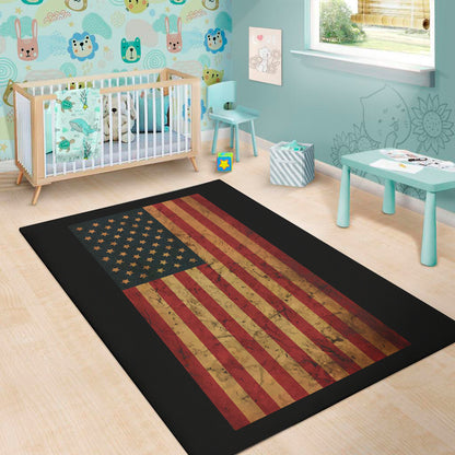 Vintage American Flag Print Area Rug